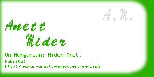 anett mider business card